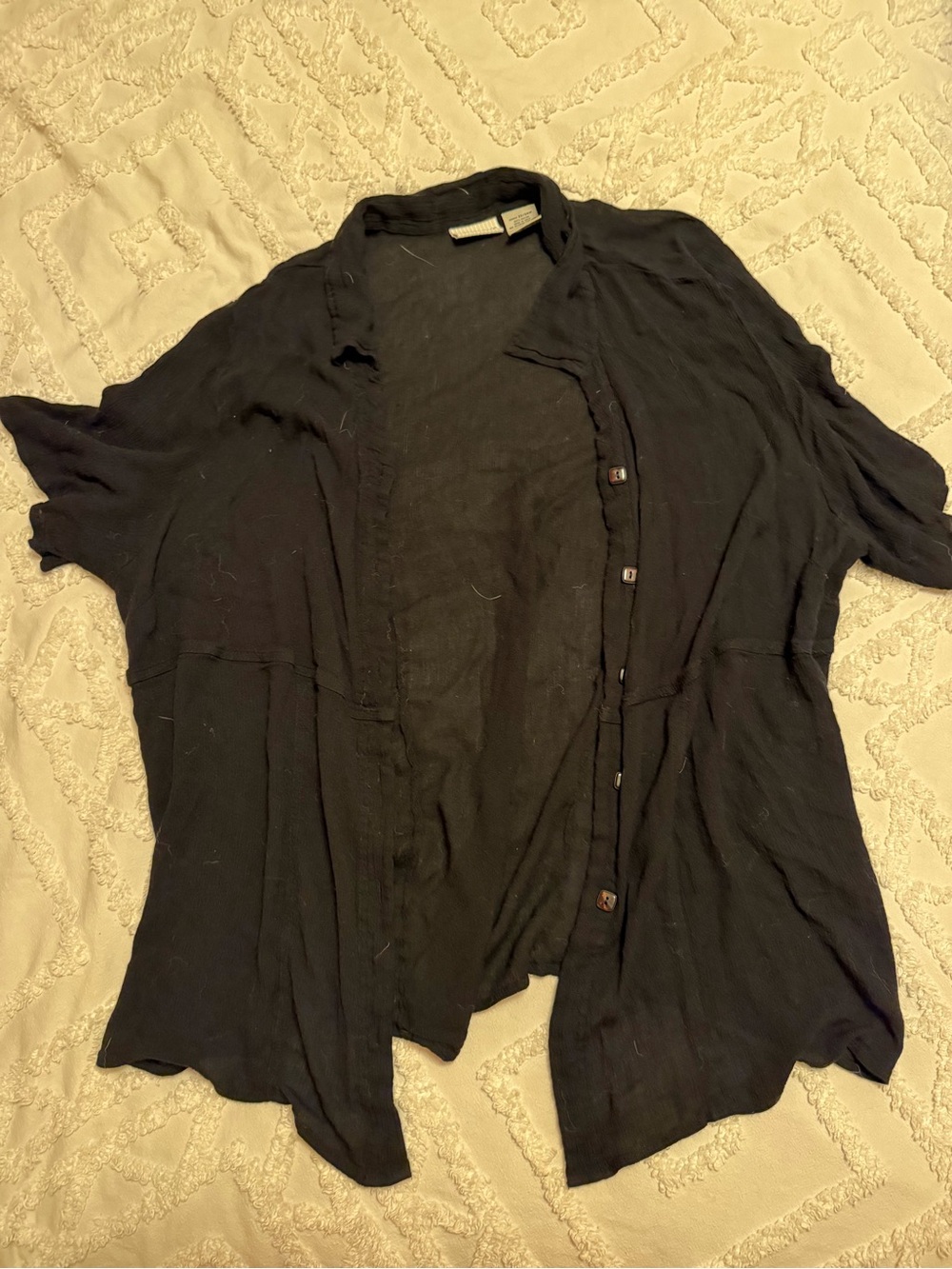 White Stag Black Short-Sleeve Button-Front Top